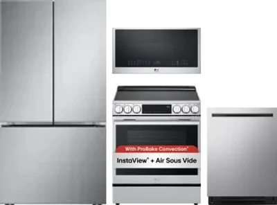 4 Piece Package Includes Refrigerator, Range, Microwave And Dishwasher
