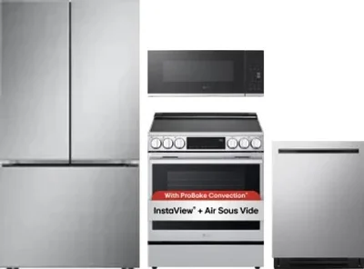 4 Piece Package Includes Refrigerator, Range, Microwave And Dishwasher