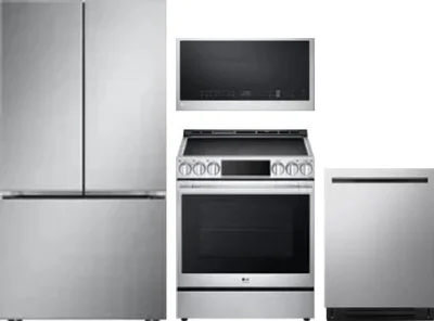 4 Piece Package Includes Refrigerator, Range, Microwave And Dishwasher