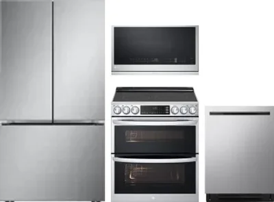 4 Piece Package Includes Refrigerator, Range, Microwave And Dishwasher