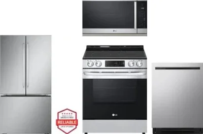 4 Piece Package Includes Refrigerator, Range, Microwave And Dishwasher