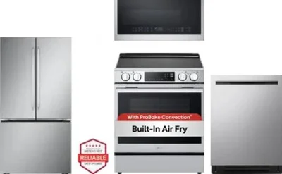 4 Piece Package Includes Refrigerator, Range, Microwave And Dishwasher