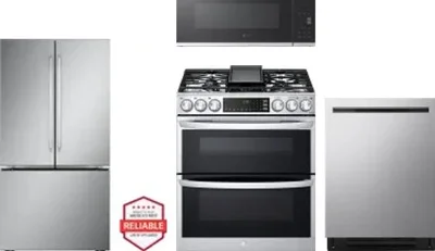 4 Piece Package Includes Refrigerator, Range, Microwave And Dishwasher