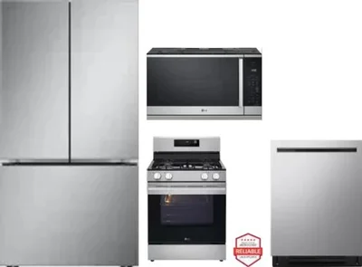 4 Piece Package Includes Refrigerator, Range, Microwave And Dishwasher
