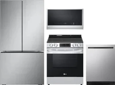 4 Piece Package Includes Refrigerator, Range, Microwave And Dishwasher