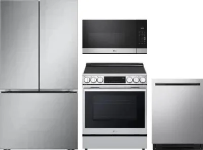 4 Piece Package Includes Refrigerator, Range, Microwave And Dishwasher
