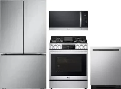 4 Piece Package Includes Refrigerator, Range, Microwave And Dishwasher