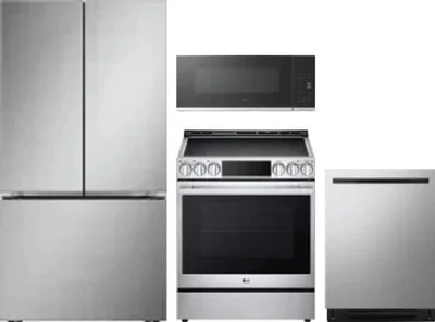 4 Piece Package Includes Refrigerator, Range, Microwave And Dishwasher