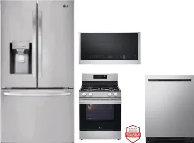4 Piece Package Includes Refrigerator, Range, Microwave And Dishwasher