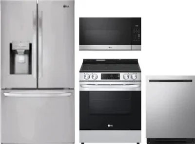 4 Piece Package Includes Refrigerator, Range, Microwave And Dishwasher