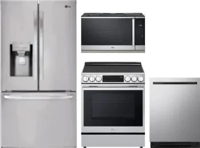 4 Piece Package Includes Refrigerator, Range, Microwave And Dishwasher