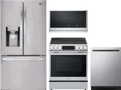 4 Piece Package Includes Refrigerator, Range, Microwave And Dishwasher