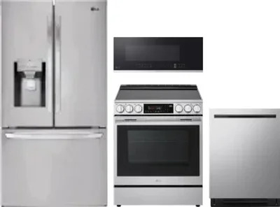 4 Piece Package Includes Refrigerator, Range, Microwave And Dishwasher