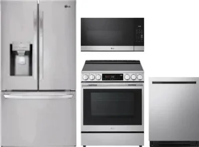 4 Piece Package Includes Refrigerator, Range, Microwave And Dishwasher