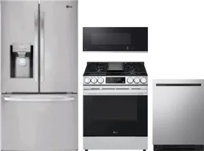 4 Piece Package Includes Refrigerator, Range, Microwave And Dishwasher