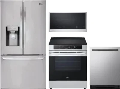 4 Piece Package Includes Refrigerator, Range, Microwave And Dishwasher