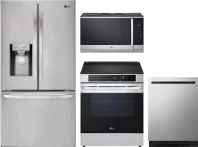 4 Piece Package Includes Refrigerator, Range, Microwave And Dishwasher