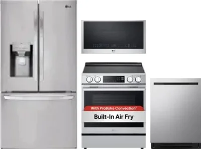 4 Piece Package Includes Refrigerator, Range, Microwave And Dishwasher