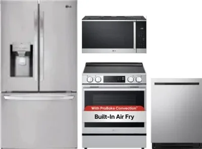 4 Piece Package Includes Refrigerator, Range, Microwave And Dishwasher