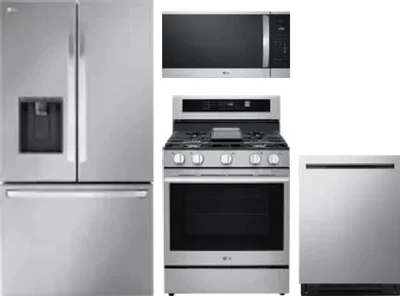 4 Piece Package Includes Refrigerator, Range, Microwave And Dishwasher