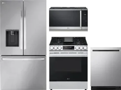 4 Piece Package Includes Refrigerator, Range, Microwave And Dishwasher