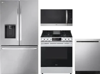 4 Piece Package Includes Refrigerator, Range, Microwave And Dishwasher