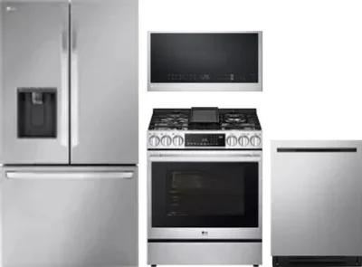 4 Piece Package Includes Refrigerator, Range, Microwave And Dishwasher
