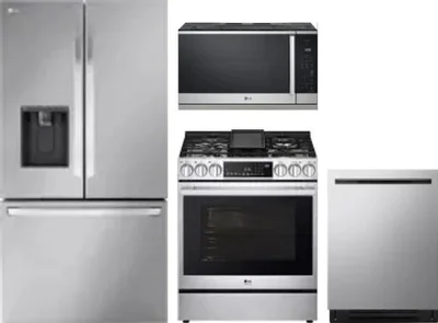 4 Piece Package Includes Refrigerator, Range, Microwave And Dishwasher