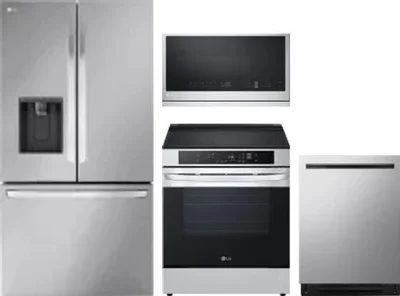 4 Piece Package Includes Refrigerator, Range, Microwave And Dishwasher