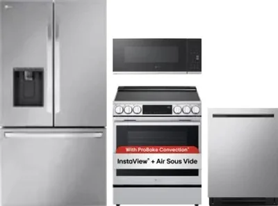 4 Piece Package Includes Refrigerator, Range, Microwave And Dishwasher