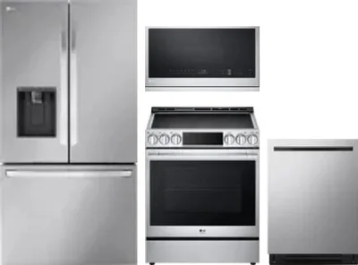 4 Piece Package Includes Refrigerator, Range, Microwave And Dishwasher