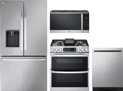 4 Piece Package Includes Refrigerator, Range, Microwave And Dishwasher