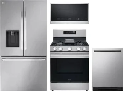 4 Piece Package Includes Refrigerator, Range, Microwave And Dishwasher