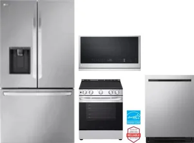 4 Piece Package Includes Refrigerator, Range, Microwave And Dishwasher