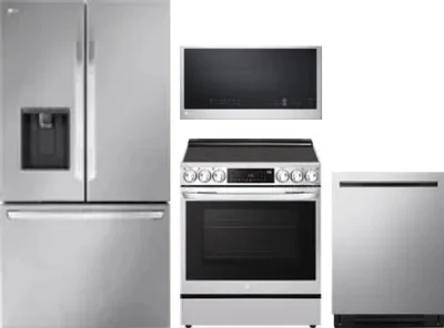 4 Piece Package Includes Refrigerator, Range, Microwave And Dishwasher