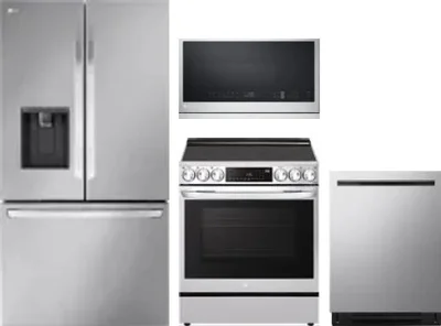4 Piece Package Includes Refrigerator, Range, Microwave And Dishwasher