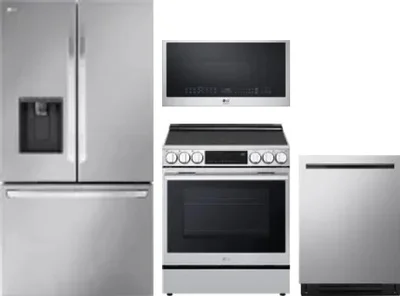 4 Piece Package Includes Refrigerator, Range, Microwave And Dishwasher
