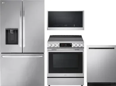 4 Piece Package Includes Refrigerator, Range, Microwave And Dishwasher