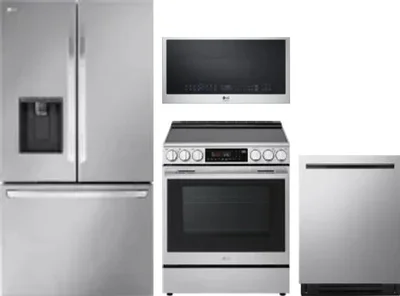 4 Piece Package Includes Refrigerator, Range, Microwave And Dishwasher