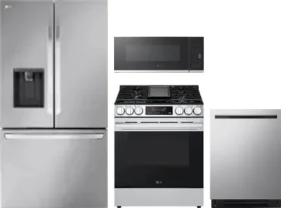 4 Piece Package Includes Refrigerator, Range, Microwave And Dishwasher