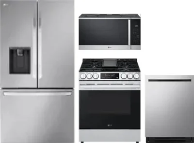 4 Piece Package Includes Refrigerator, Range, Microwave And Dishwasher