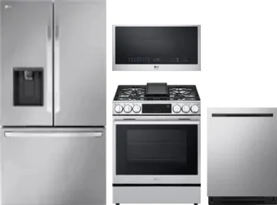 4 Piece Package Includes Refrigerator, Range, Microwave And Dishwasher