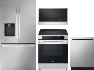 4 Piece Package Includes Refrigerator, Range, Microwave And Dishwasher