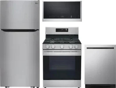 4 Piece Package Includes Refrigerator, Range, Microwave And Dishwasher