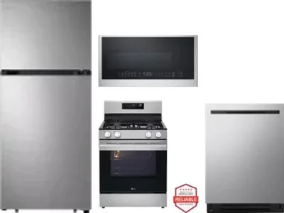 4 Piece Package Includes Refrigerator, Range, Microwave And Dishwasher