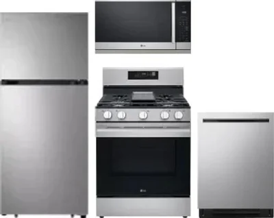 4 Piece Package Includes Refrigerator, Range, Microwave And Dishwasher
