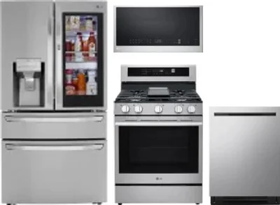 4 Piece Package Includes Refrigerator, Range, Microwave And Dishwasher