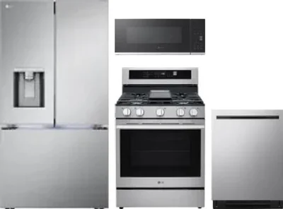 4 Piece Package Includes Refrigerator, Range, Microwave And Dishwasher