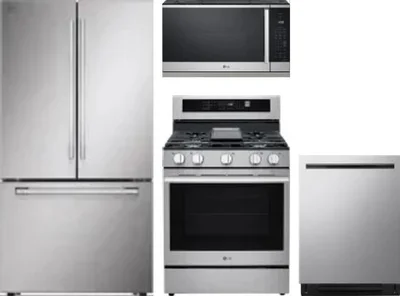 4 Piece Package Includes Refrigerator, Range, Microwave And Dishwasher