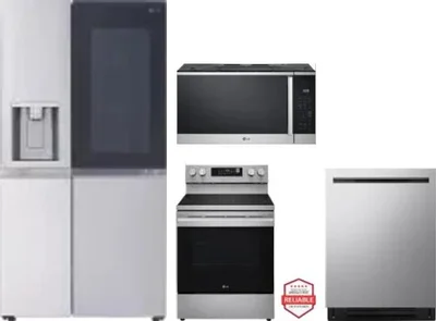 4 Piece Package Includes Refrigerator, Range, Microwave And Dishwasher